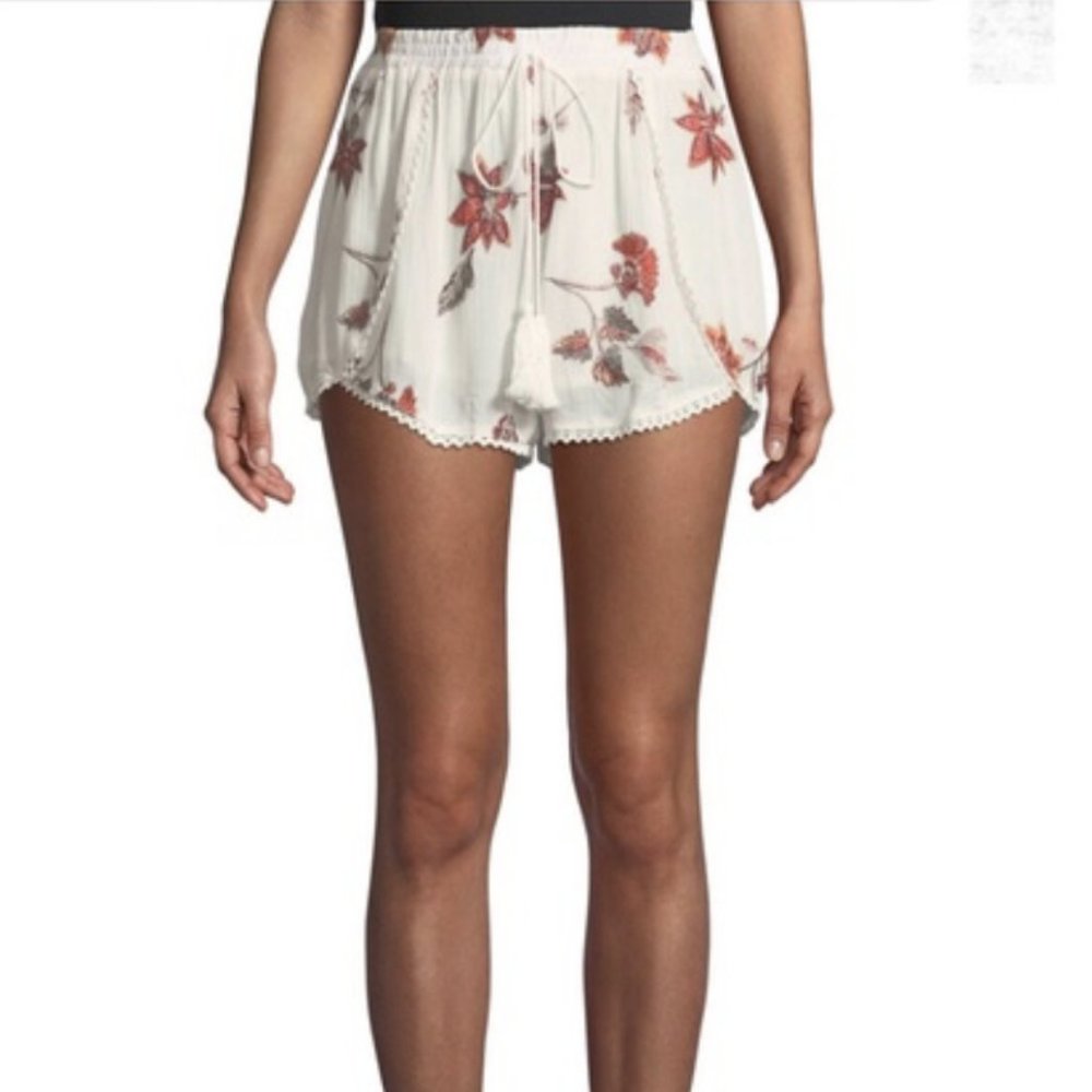 White Floral Shorts